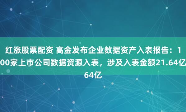 红涨股票配资 高金发布企业数据资产入表报告：100家上市公司数据资源入表，涉及入表金额21.64亿